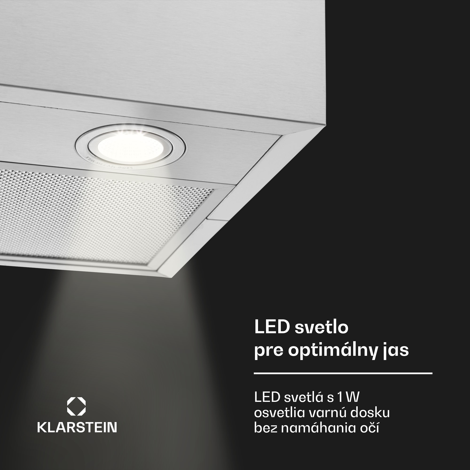 Klarstein Structura, digestor, 41 cm, ostrovčekový, 624 m³/h, A, LED, nehrdzaejúca oceľ, strieborný – Obrázok 2