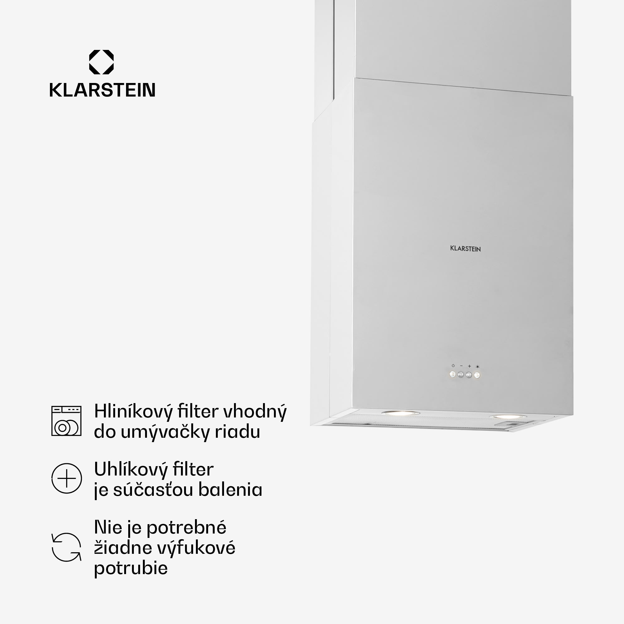 Klarstein Structura, digestor, 41 cm, ostrovčekový, 624 m³/h, A, LED, nehrdzaejúca oceľ, strieborný – Obrázok 3