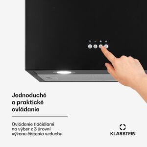 Klarstein Structura, digestor, 41 cm, ostrovčekový, 624 m³/h, A, LED, nehrdzaejúca oceľ, čierny