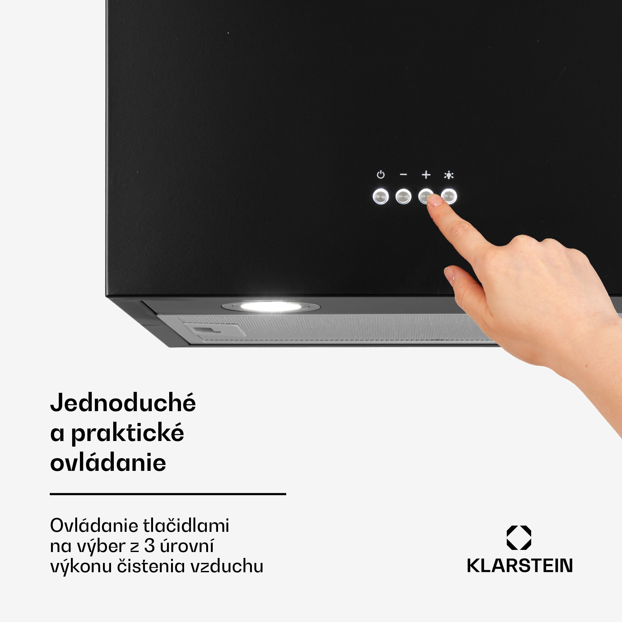 Klarstein Structura, digestor, 41 cm, ostrovčekový, 624 m³/h, A, LED, nehrdzaejúca oceľ, čierny