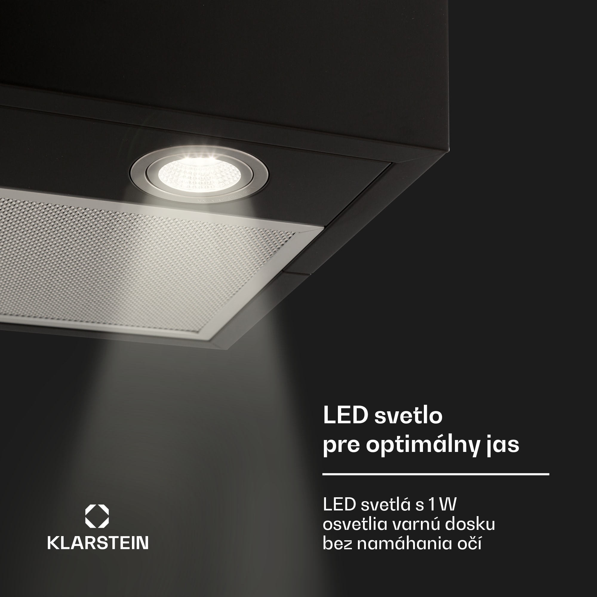 Klarstein Structura, digestor, 41 cm, ostrovčekový, 624 m³/h, A, LED, nehrdzaejúca oceľ, čierny – Obrázok 2