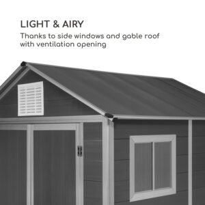 Blumfeldt Schatzkammer, záhradná šopa, ochrana pred UV žiarením, PVC, zámok, bočné okno, šedá