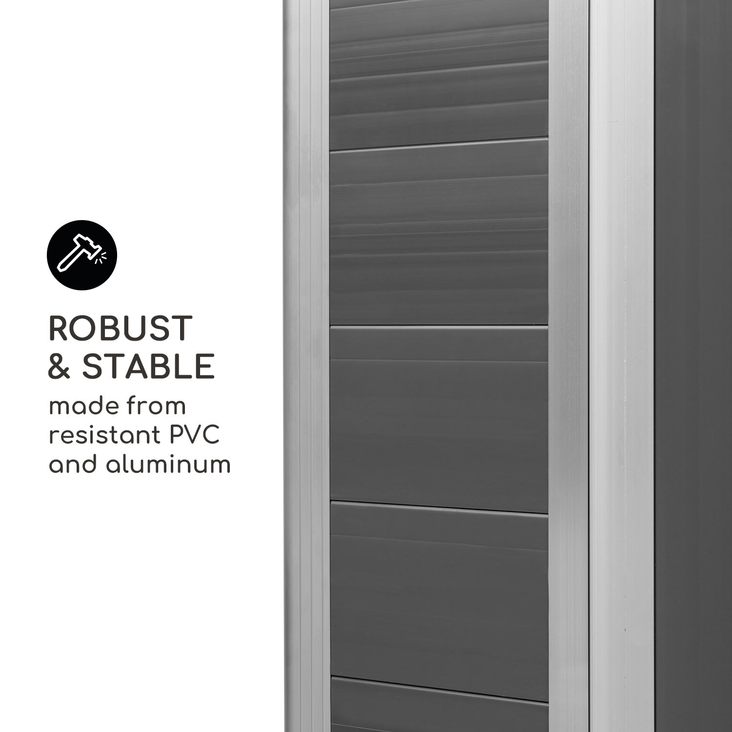 Blumfeldt Schatzkammer, záhradná šopa, ochrana pred UV žiarením, PVC, zámok, bočné okno, šedá – Obrázok 3