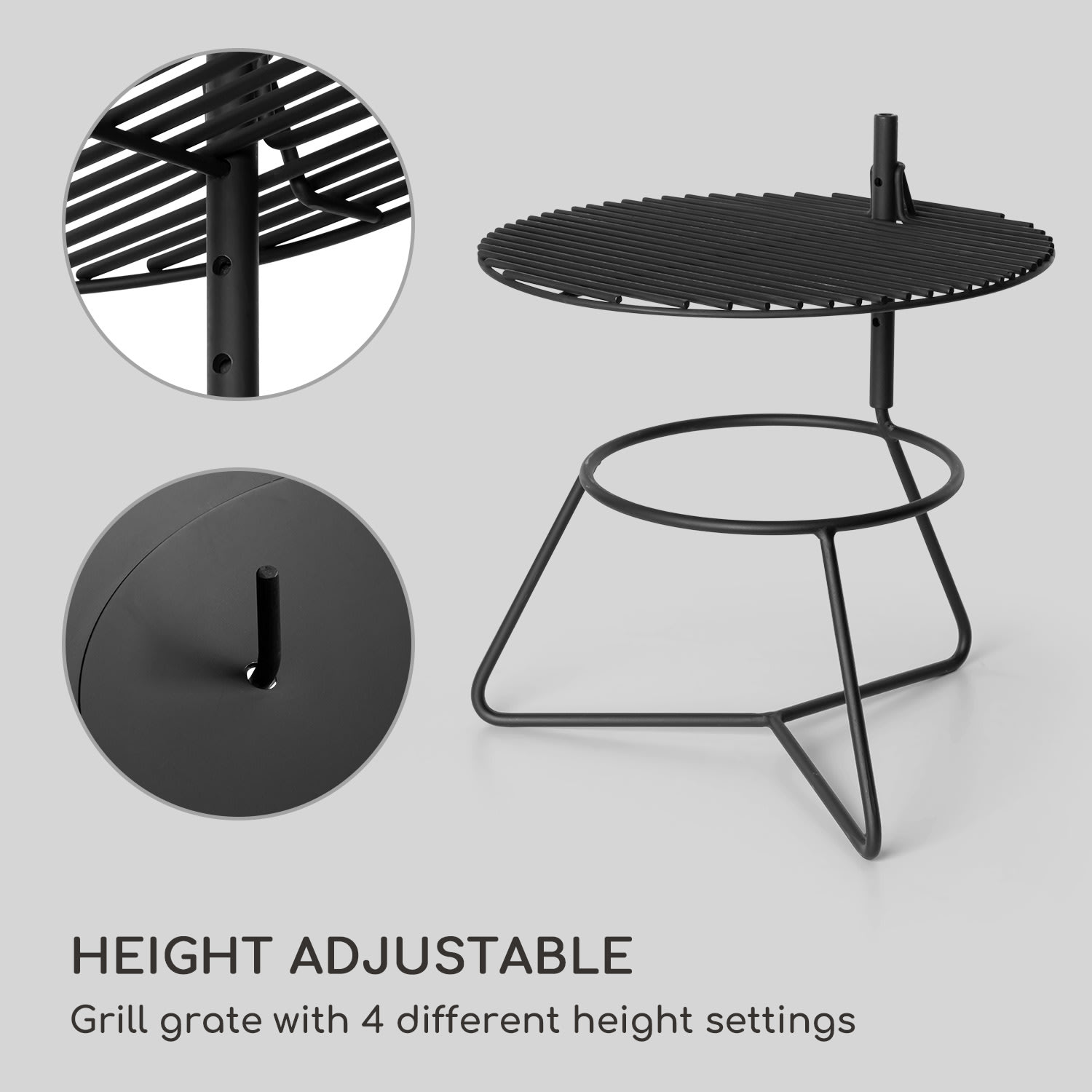 Blumfeldt Orbit, oceľové ohnisko 3 v 1, Ø 60 cm, 40 cm gril, stôl, čierne