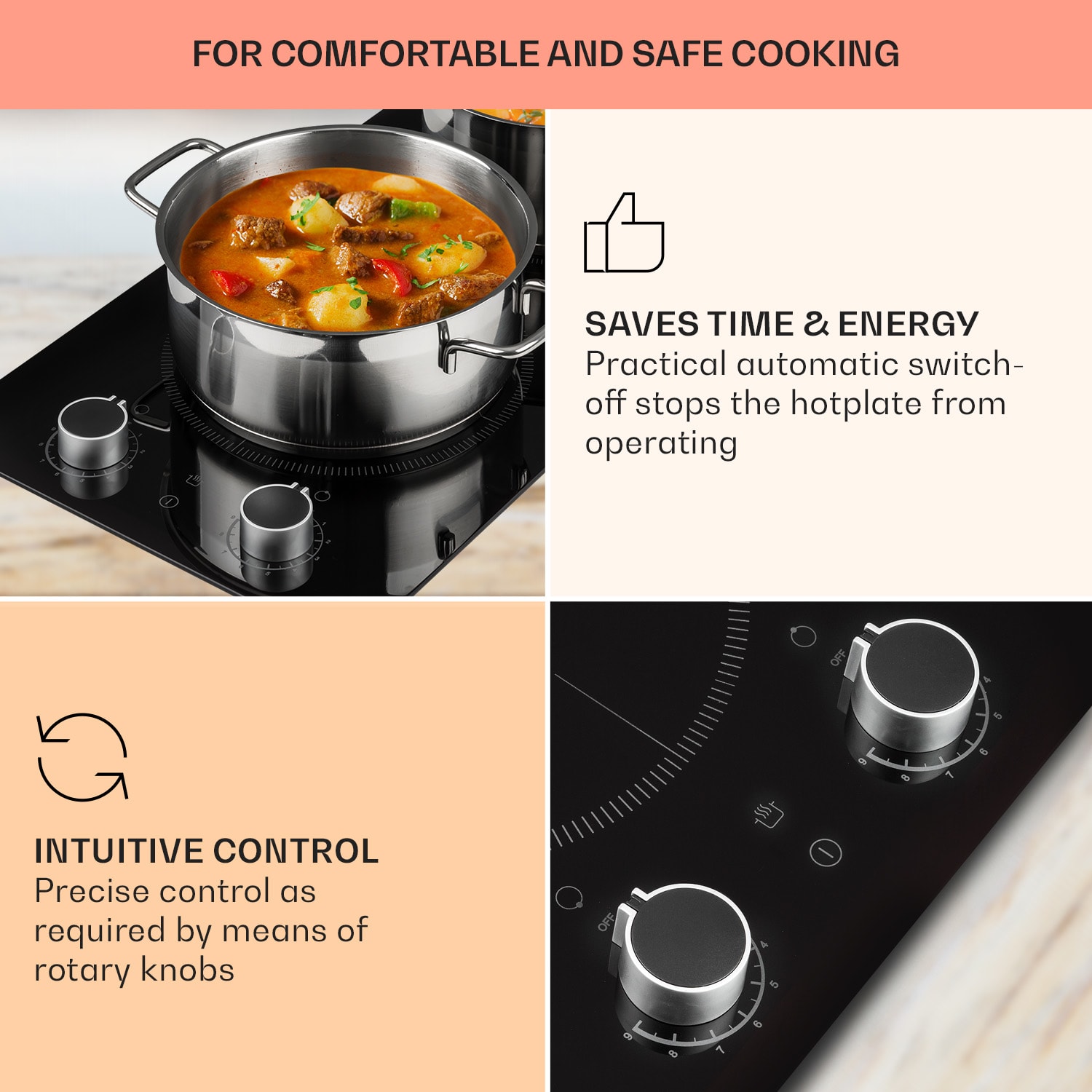 Klarstein Kochheld, indukčná varná doska, 2900 W, 2 zóny, otočné regulátory, sklo, čierna