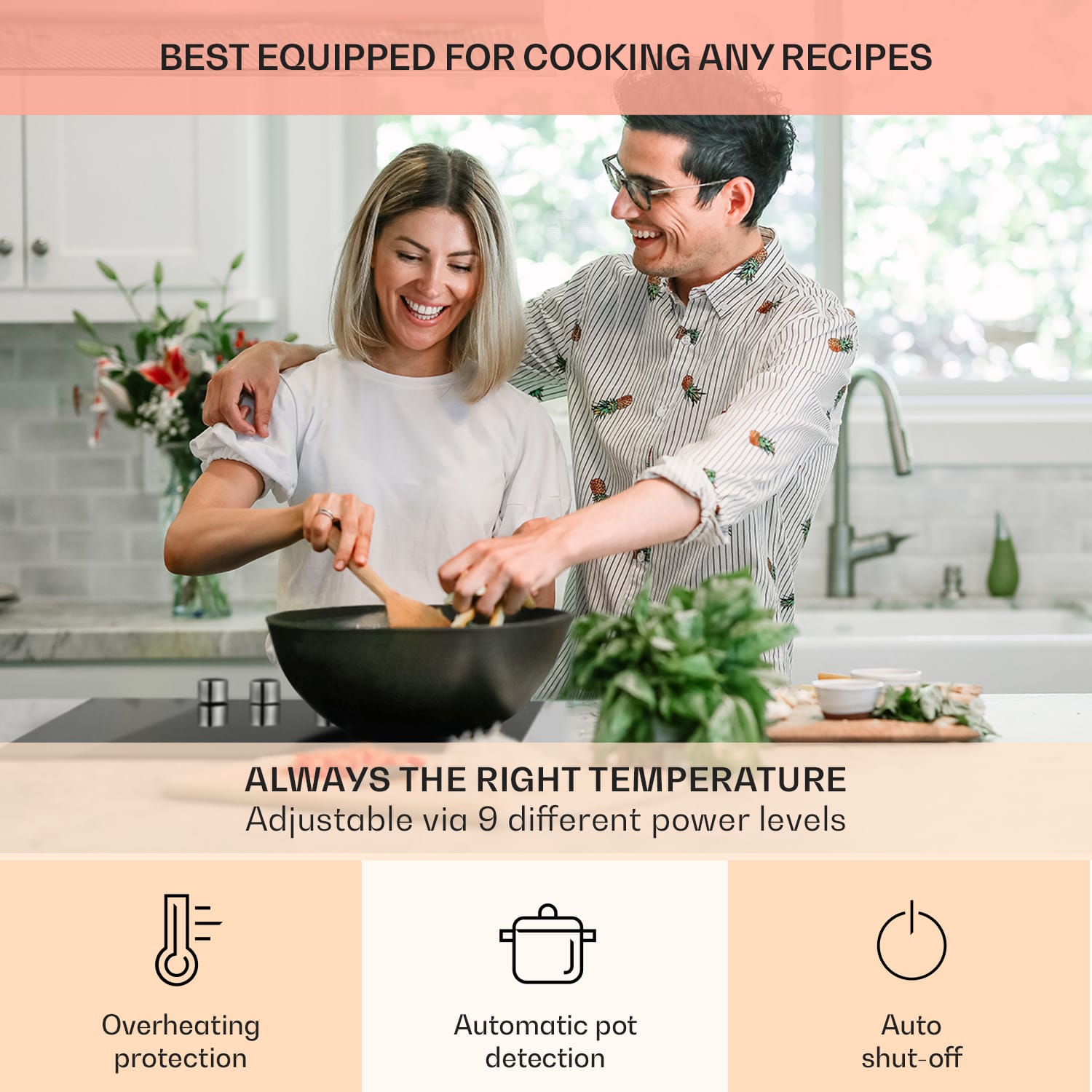 Klarstein Kochheld, indukčná varná doska, 6000 W, 4 zóny, otočné regulátory, sklo, čierna – Obrázok 2