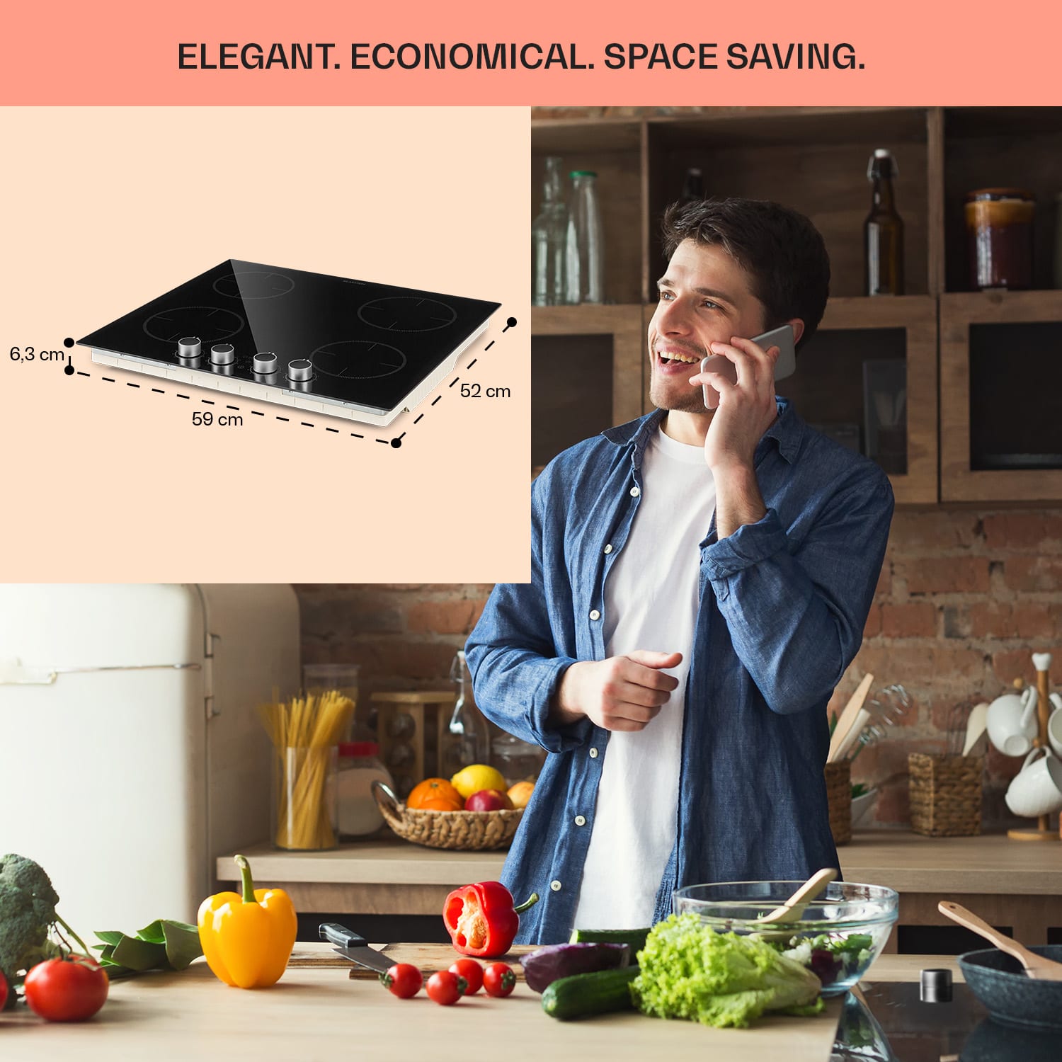 Klarstein Kochheld, indukčná varná doska, 6000 W, 4 zóny, otočné regulátory, sklo, čierna – Obrázok 3