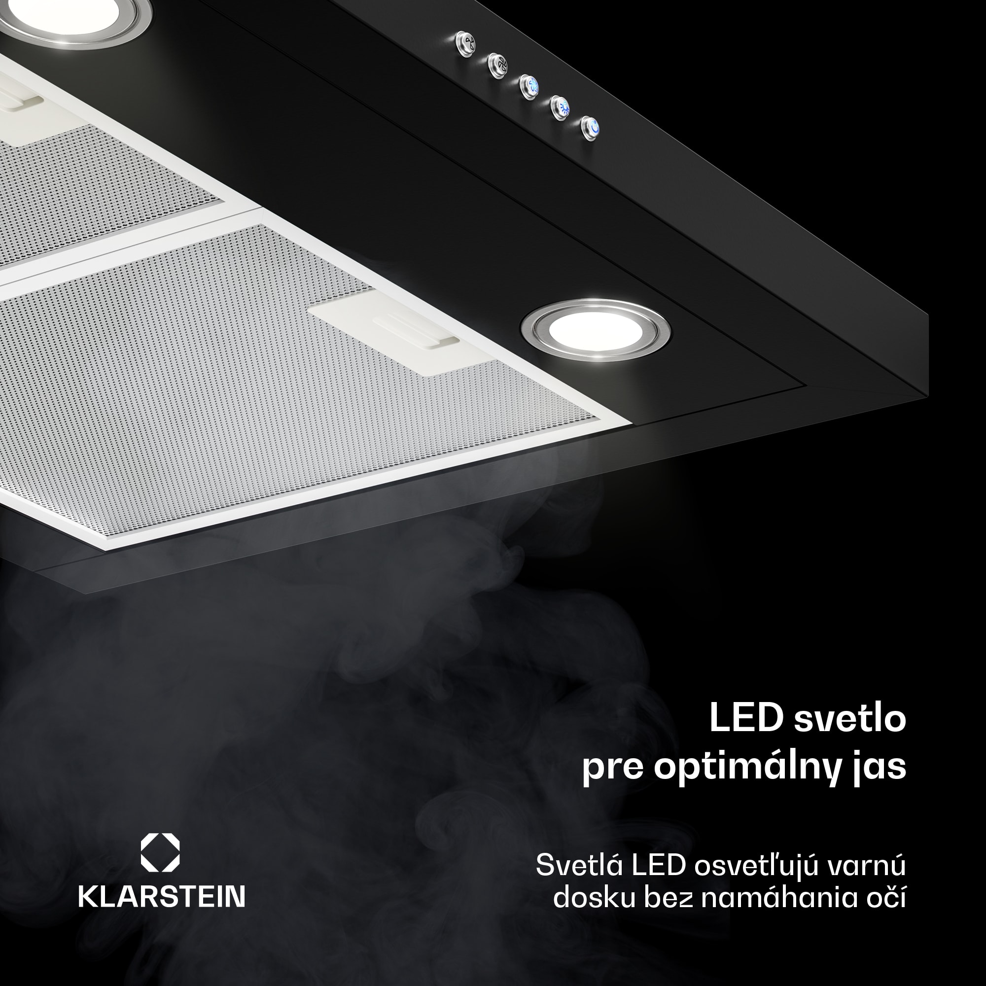 Klarstein Limelight, digestor, 60 cm, nástenný, 600 m³/h, čierny – Obrázok 2