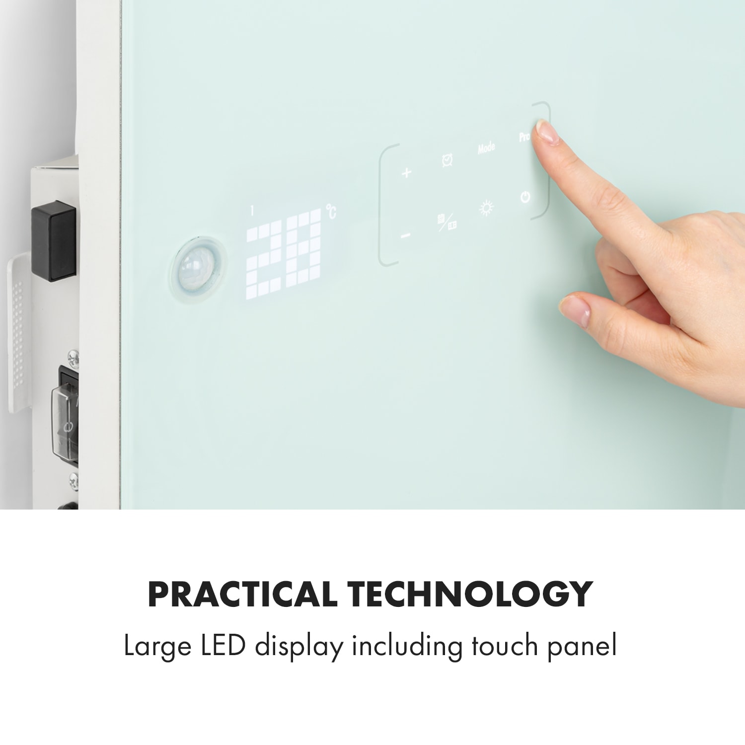 Klarstein Hot Spot Crystal Flow, ohrievač do kúpelne, 45 x 82 cm, 36 m², 2000 W, 5-40 °C, LED – Obrázok 2