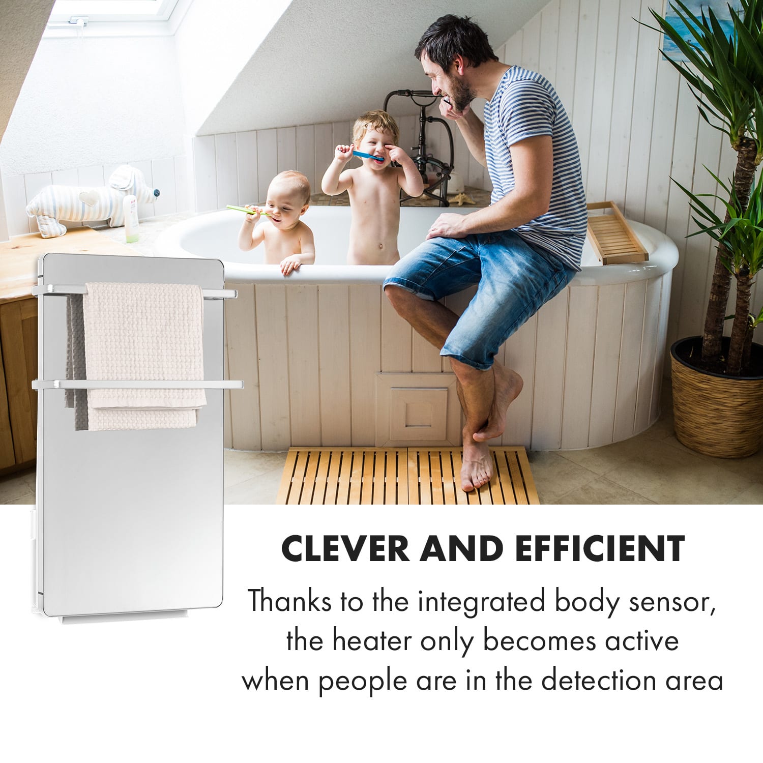 Klarstein Hot Spot Crystal Flow, ohrievač do kúpelne, 45 x 82 cm, 36 m², 2000 W, 5-40 °C, LED