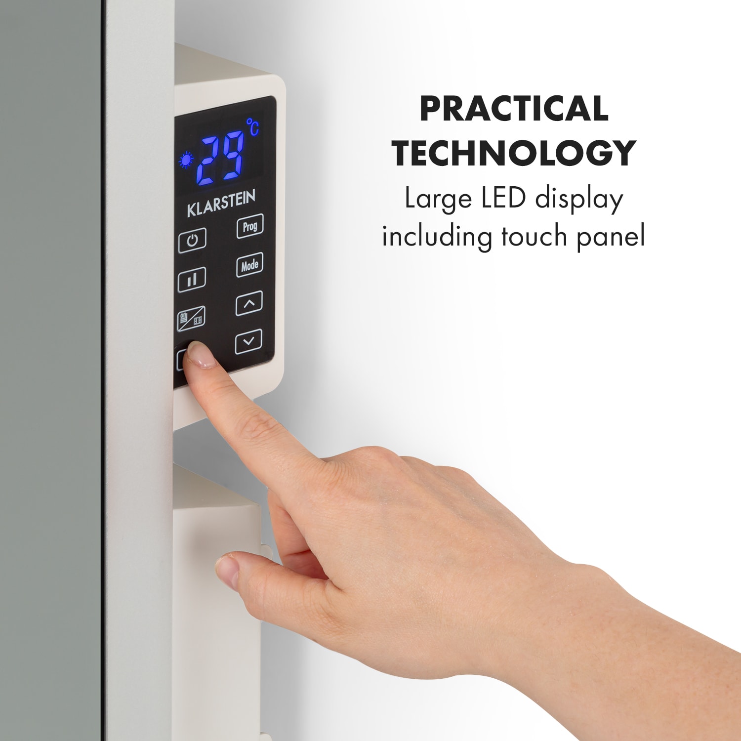 Klarstein Hot Spot Crystal Flow, ohrievač do kúpelne, 45 x 82 cm, 36 m², 2000 W, 5-40 °C, LED – Obrázok 2