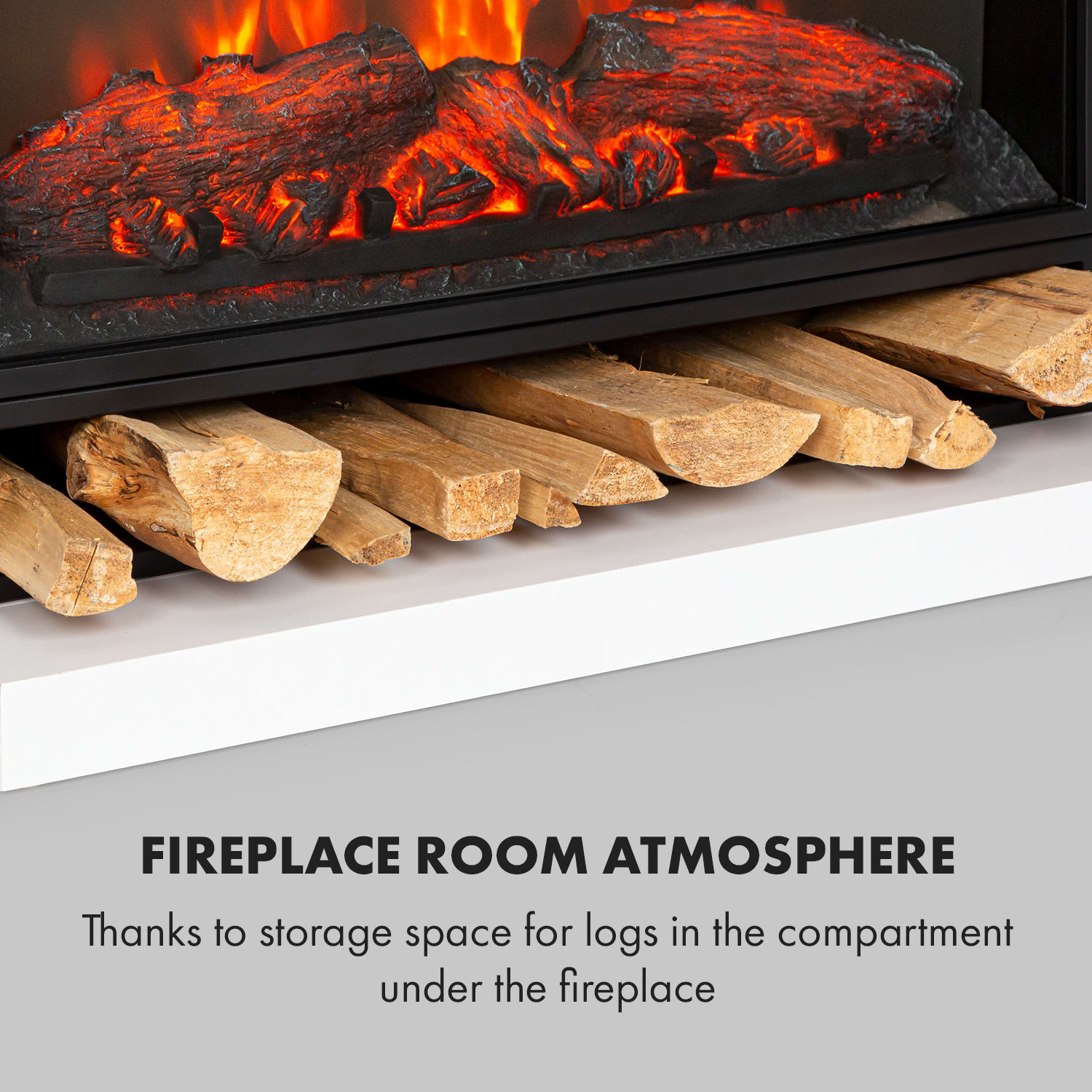 Klarstein Vulsini Nightfall, elektrický krb, 1900 W, LED technológia, diaľkové ovládanie, sivý – Obrázok 2