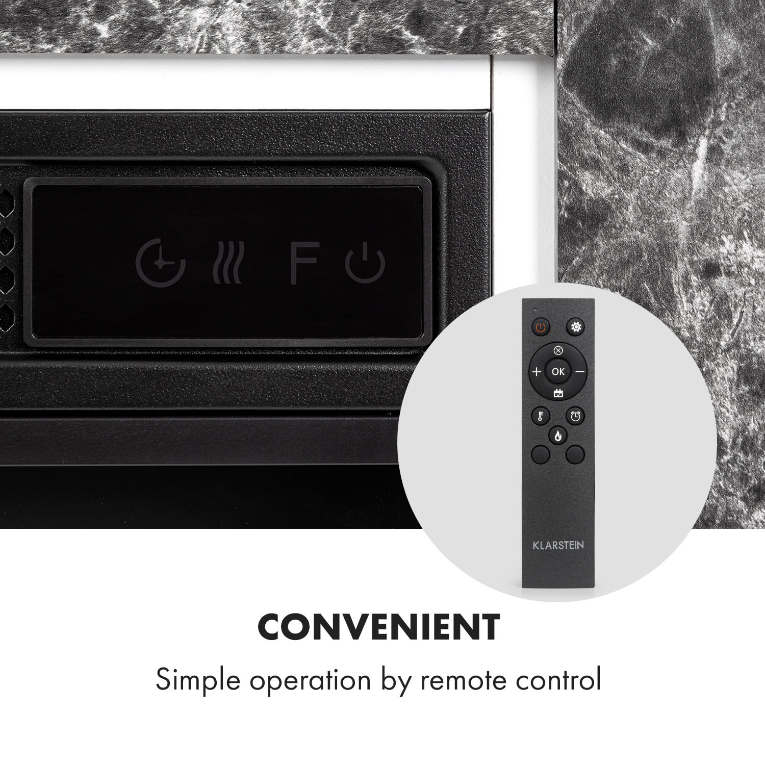 Klarstein Vulsini Nightfall, elektrický krb, 1900 W, LED technológia, diaľkové ovládanie, sivý – Obrázok 3