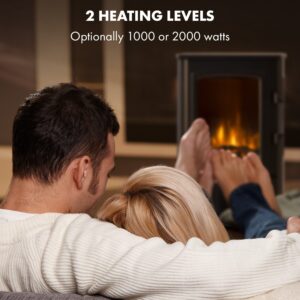 Klarstein Bormio Panorama, elektrický krb, 1000/2000 W, termostat, čierny