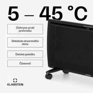 Klarstein Hot Spot Slimcurve Double Wave, konvektor, ohrievač 2 v 1, 2000 W, týždenný časovač, čierny