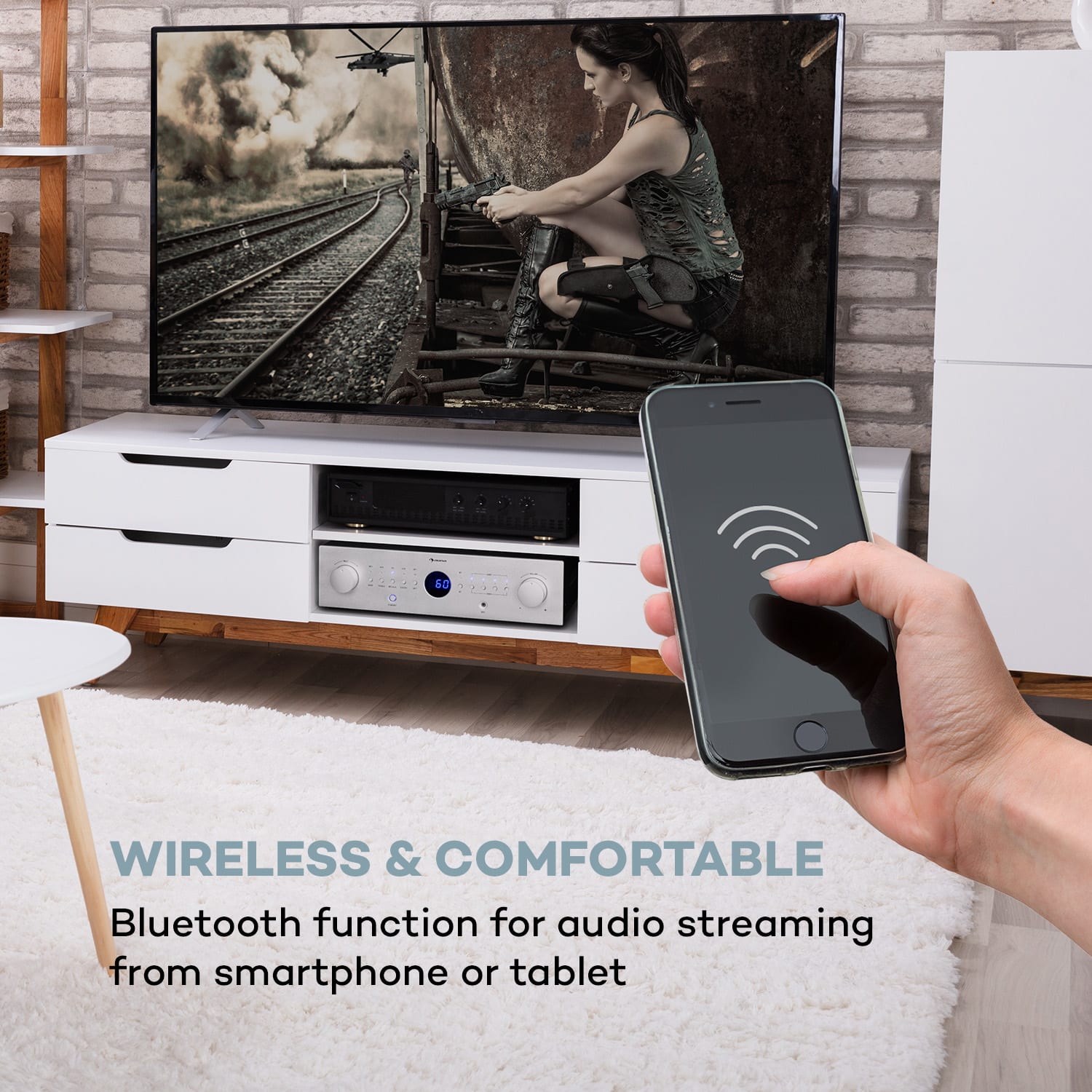 Auna AMP-CD950 DG, digitálny viackanálový zosilňovač, 8 x 100 W, BT, opt. vstup, diaľkový ovládač