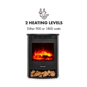 Klarstein Bormio S Smart, elektrický krb, 950/1800 W, termostat, týždenný časovač, čierny