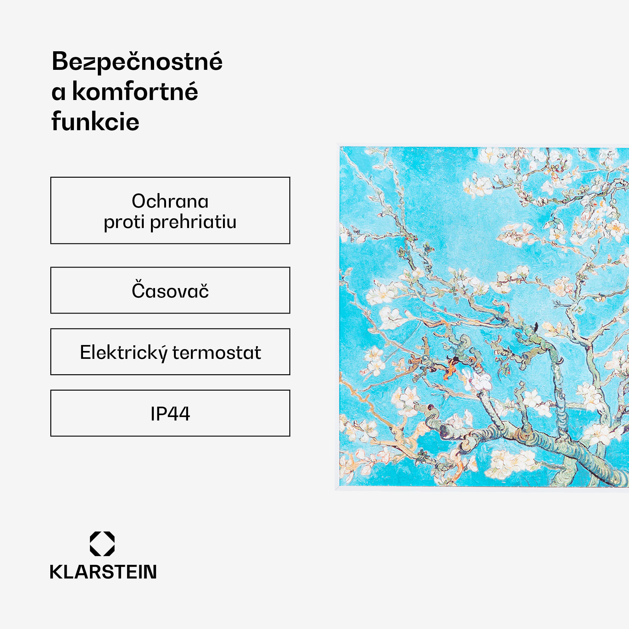 Klarstein Wonderwall Air Art Smart, infračervený ohrievač, 80 x 60 cm, 500 W, kvety – Obrázok 2