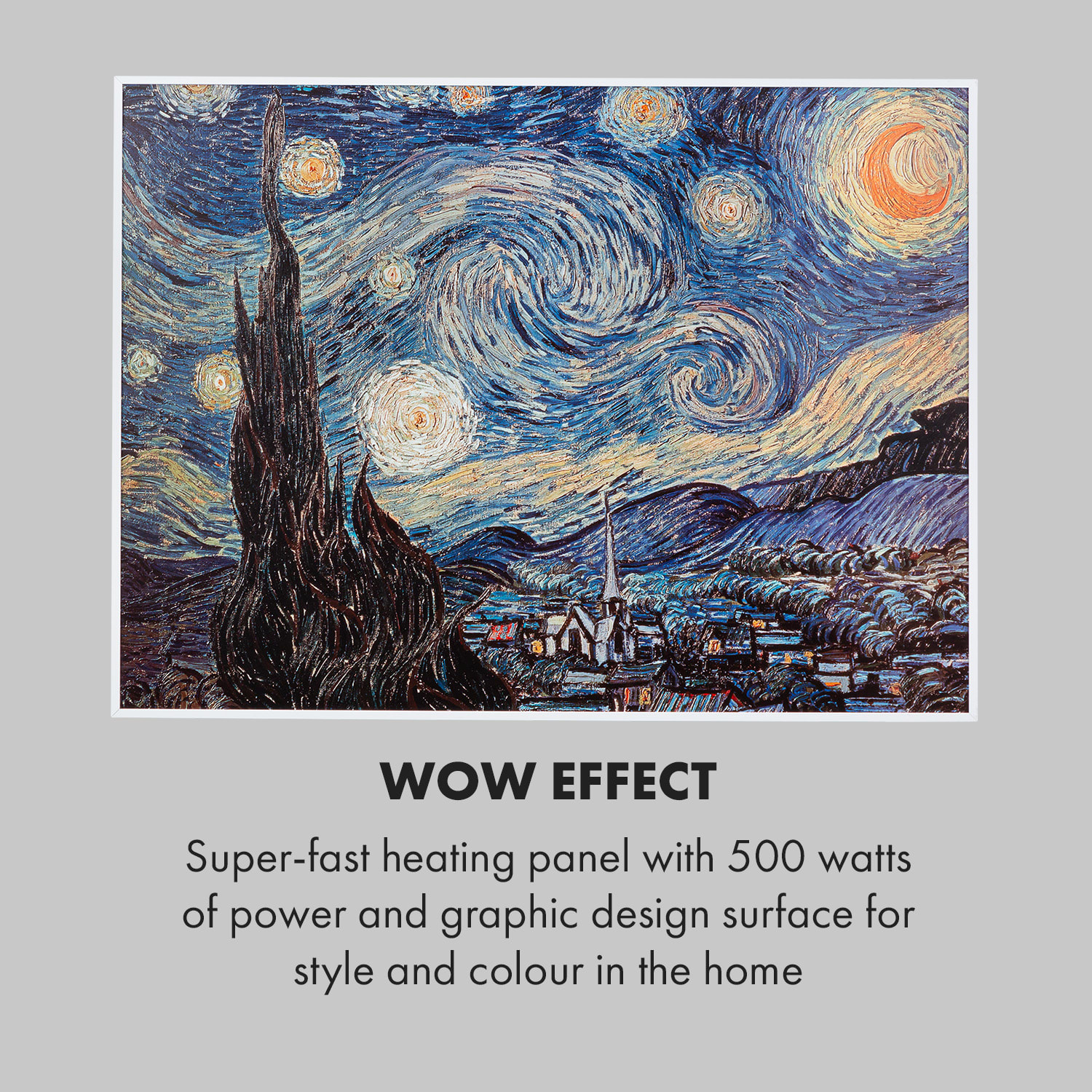 Klarstein Wonderwall Air Art Smart, infračervený ohrievač, 80 x 60 cm, 500 W, hviezdna noc – Obrázok 2