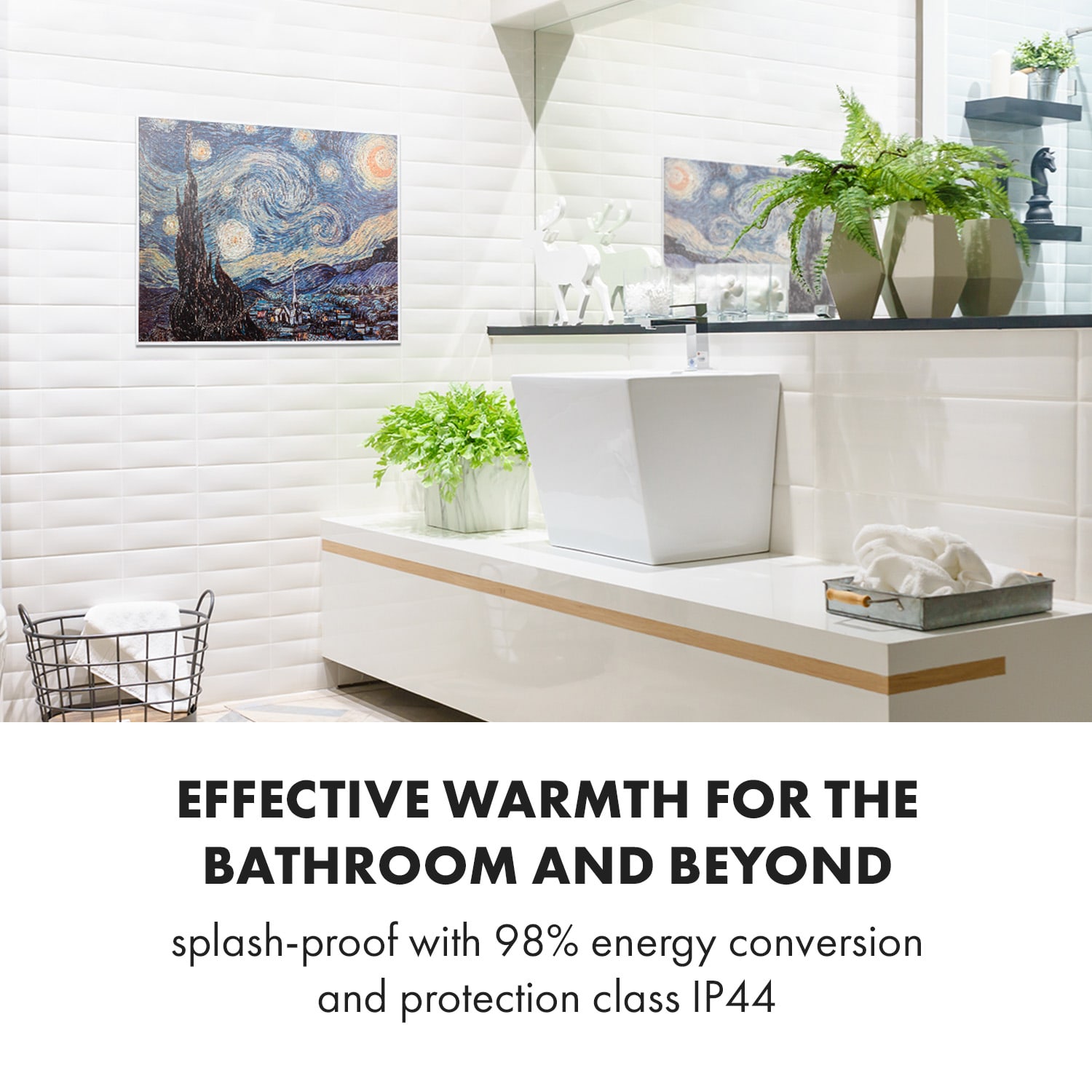 Klarstein Wonderwall Air Art Smart, infračervený ohrievač, 80 x 60 cm, 500 W, hviezdna noc – Obrázok 3