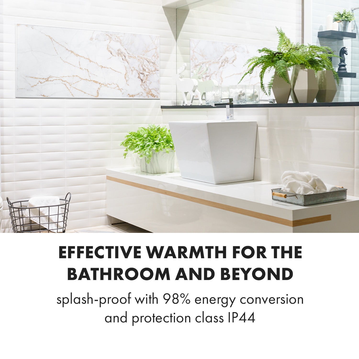 Klarstein Wonderwall Air Art Smart, infračervený ohrievač, 120 x 60 cm, 700 W, aplikácia, mramor I – Obrázok 3