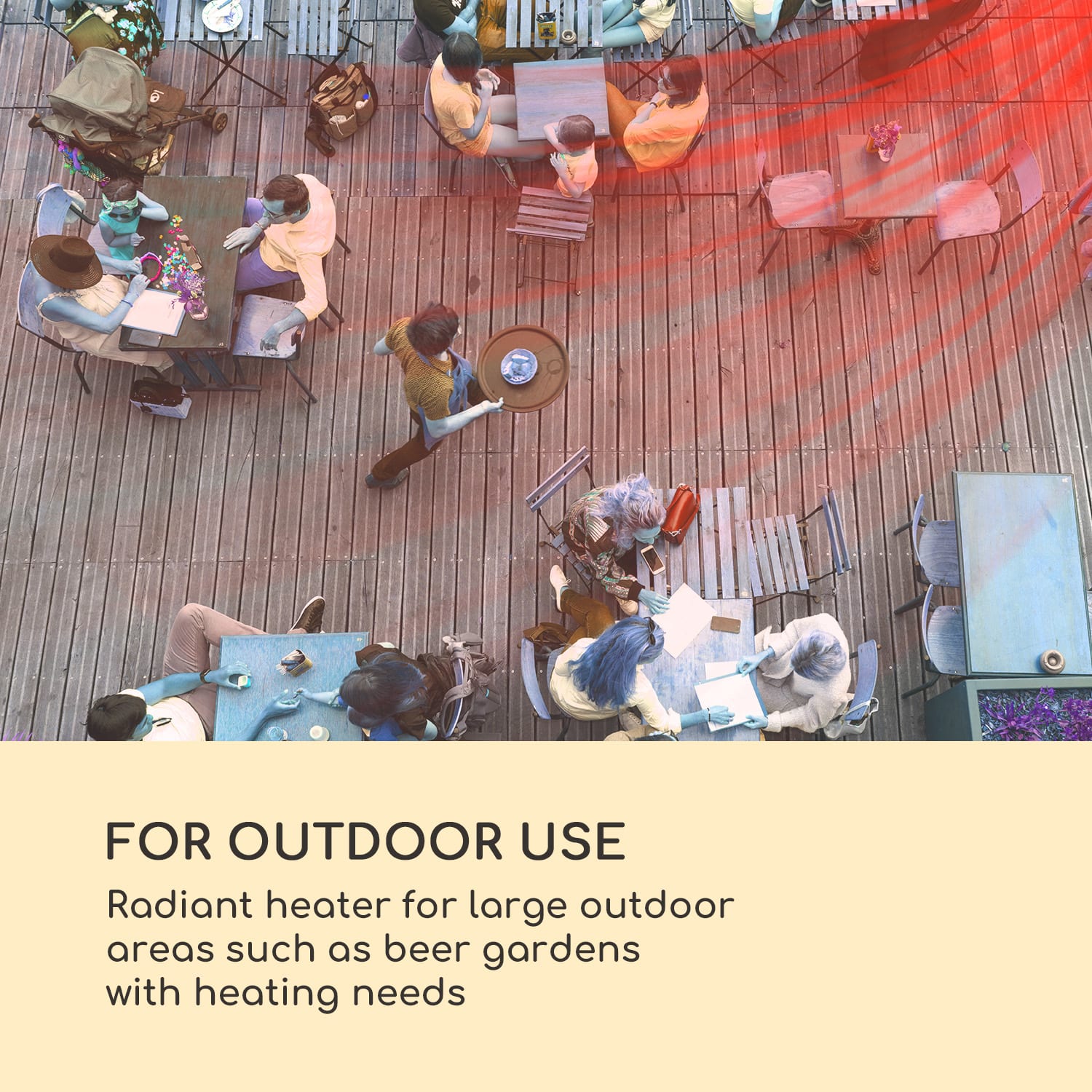 Blumfeldt Heat Giant, infračervený ohrievač, 3 x 2000 W, IP65, 380 V, čierny – Obrázok 2