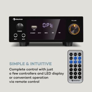 Auna AMP-2 DG, stereo HiFi zosilňovač, 2 x 50 W, RMS, BT/USB, optický & koaxiálny digitálny vstup