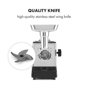 Klarstein Kraftprotz, elektrický mlynček na mäso, 700 W, medený motor, nehrdzavejúca oceľ, čierny