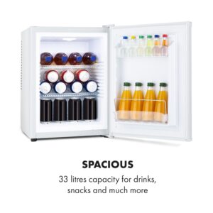 Klarstein Happy Hour 33, minibar, 33 l, 5-15°C, energet. trieda G, tichý, 25 dB, LED svetlo, biely