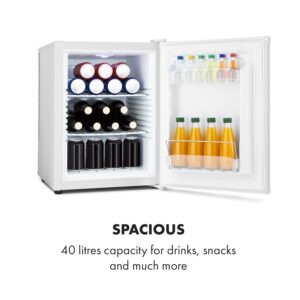 Klarstein Happy Hour 40, mini chladnička, 40 l, 5-15°C, tichá, 23dB, LED-svetlo, biela