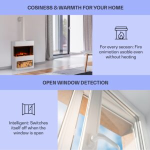 Klarstein Zermatt, elektrický krb, 900/1800 W, ilúzia plameňa, dymová rúra, biely