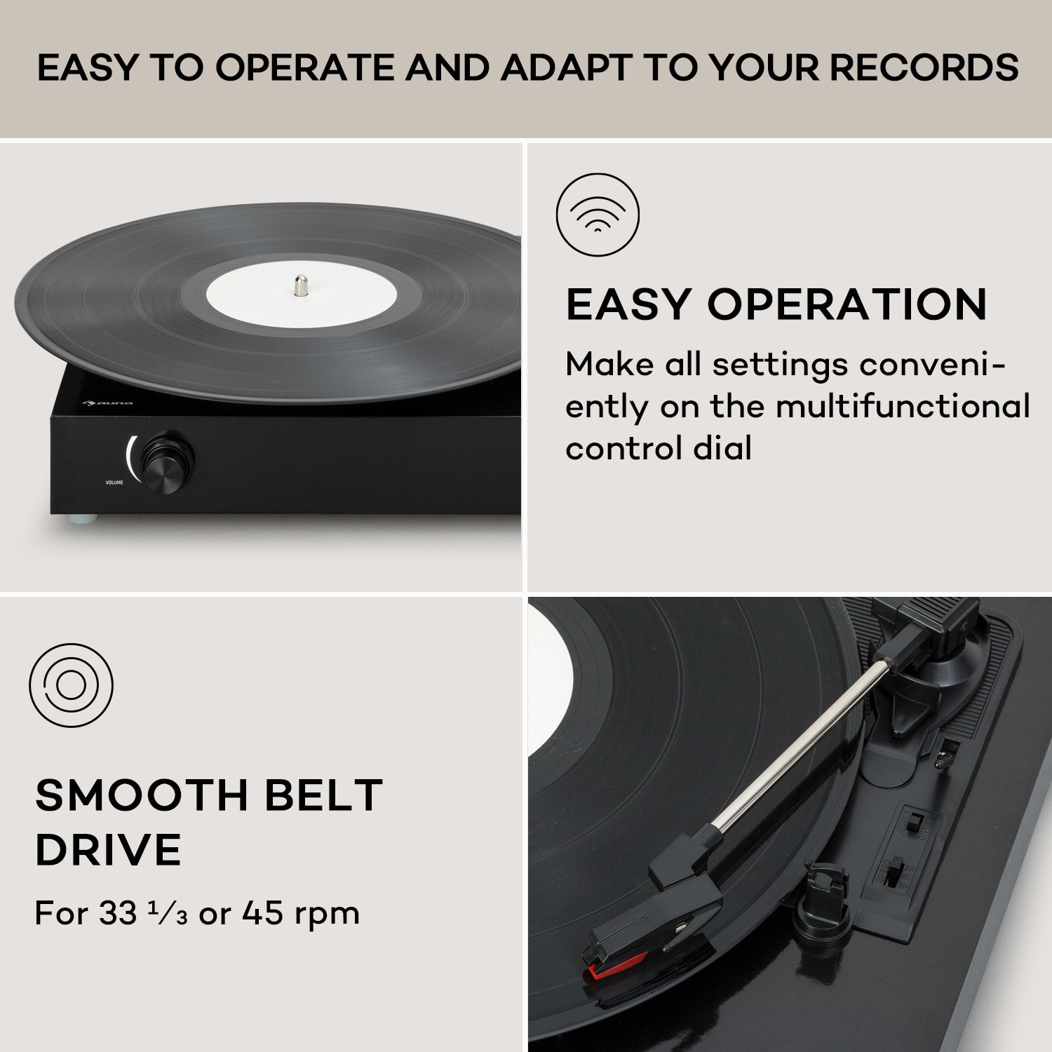 Auna The Player, gramofón, DIY, vrátane reproduktora, 33/45 otáčok za minútu