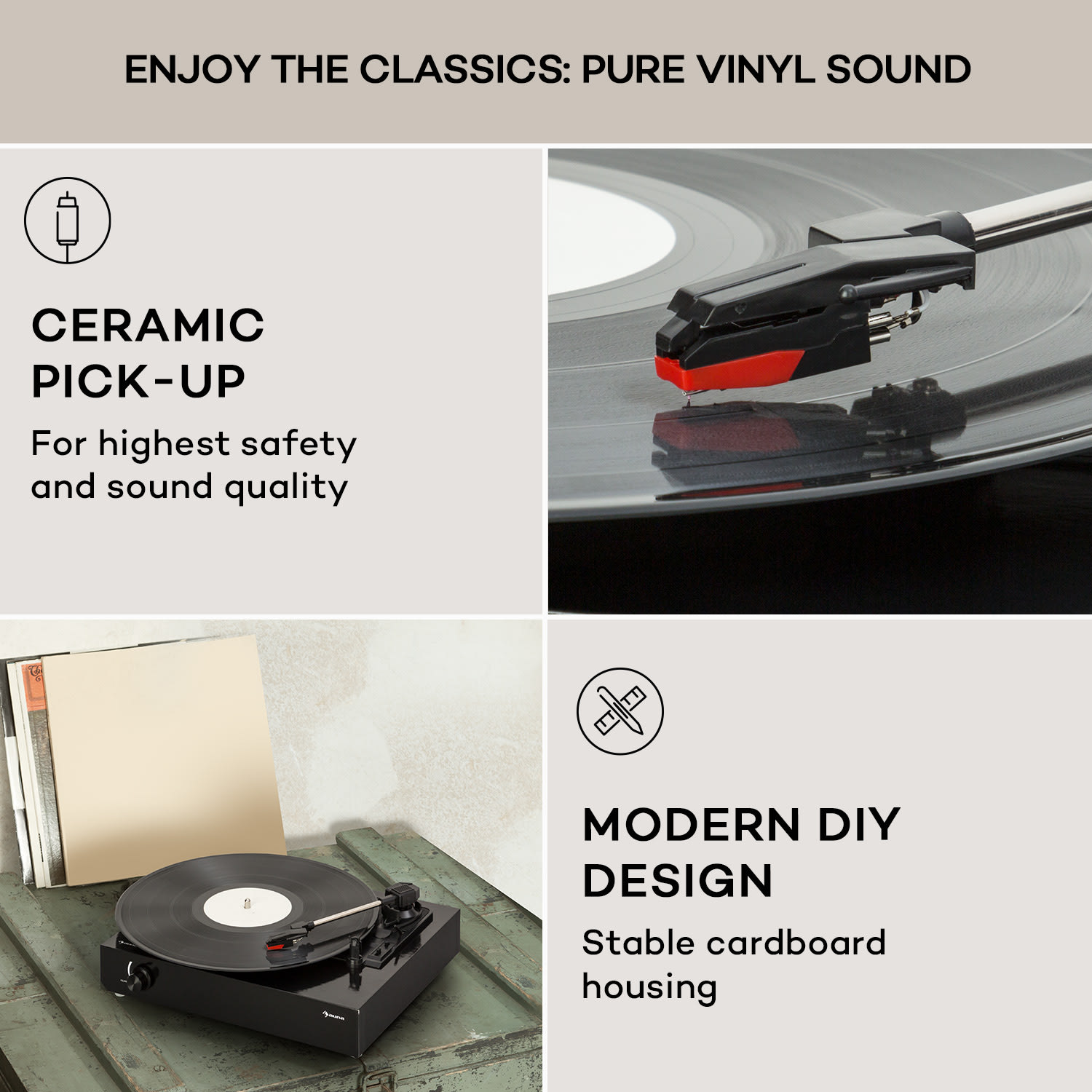 Auna The Player, gramofón, DIY, vrátane reproduktora, 33/45 otáčok za minútu – Obrázok 2