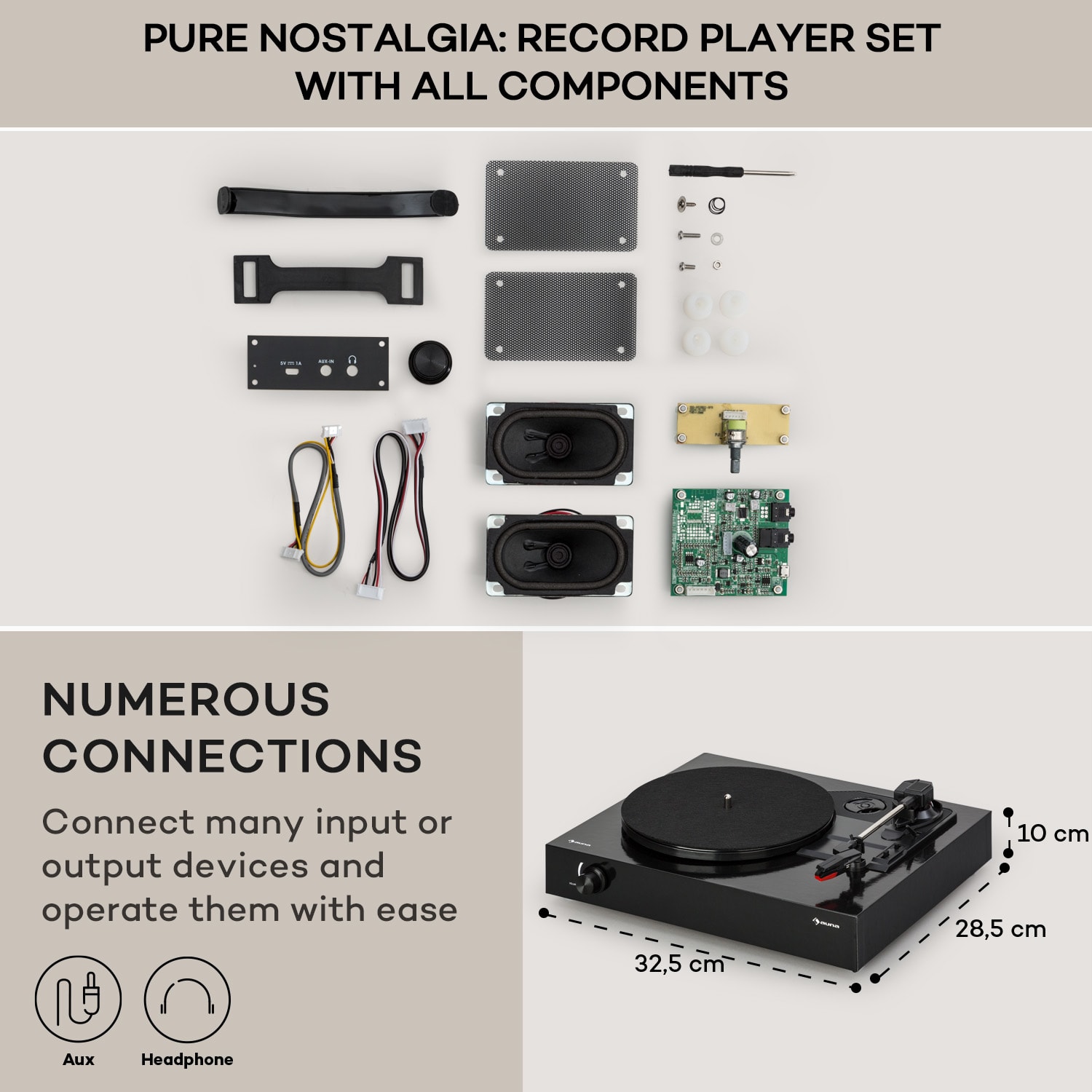 Auna The Player, gramofón, DIY, vrátane reproduktora, 33/45 otáčok za minútu – Obrázok 3