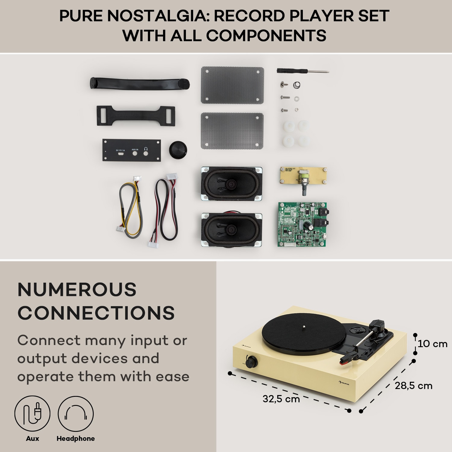 Auna The Player, gramofón, DIY, vrátane reproduktora, 33/45 otáčok za minútu – Obrázok 3