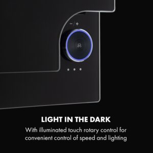 Klarstein Amelia, digestor, 60 cm, nástenný, 586 m³/h, LED, otočné dotykové ovládanie, čierny