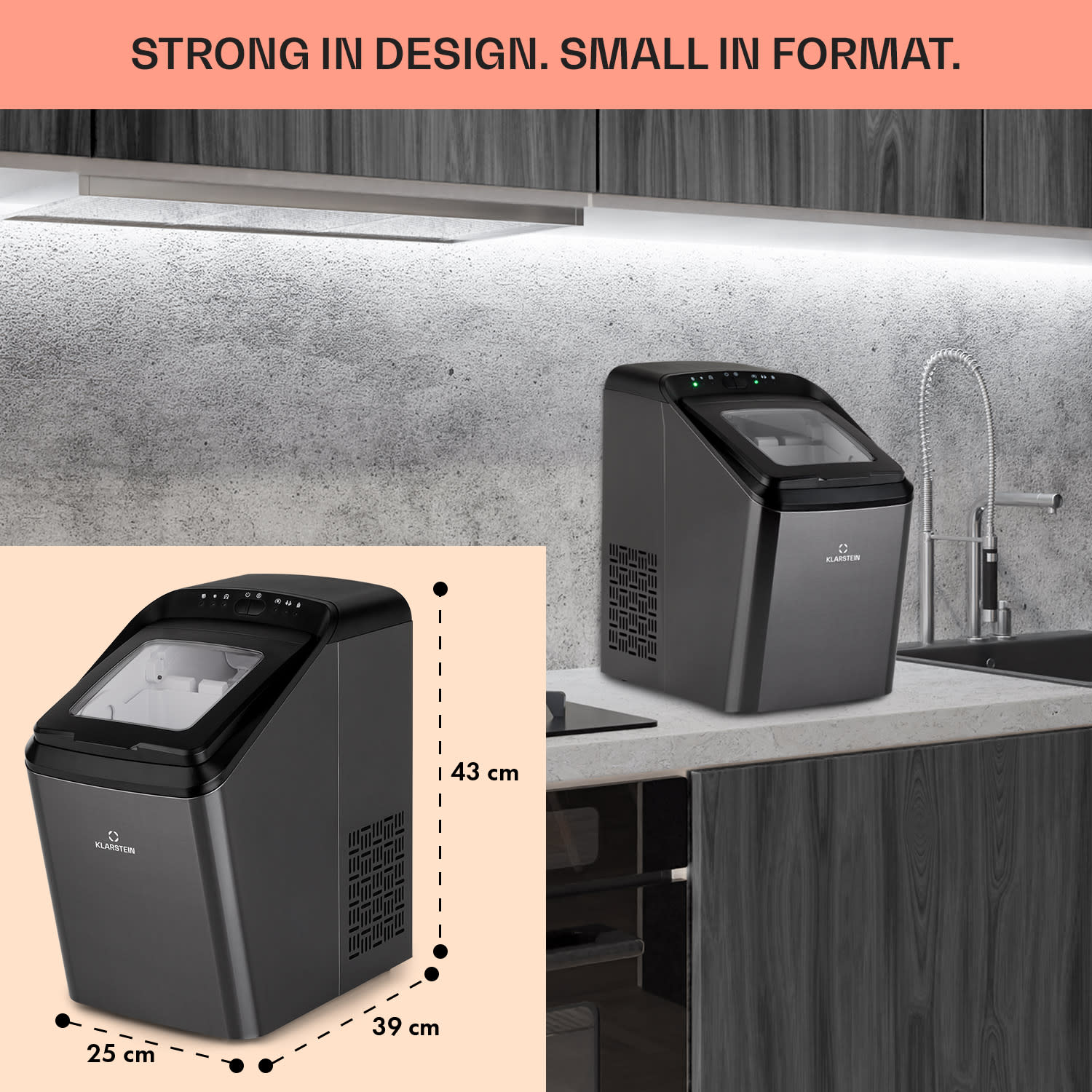 Klarstein Partytime, výrobník ľadu, číry ľad, 15kg/24h, ušľachtilá oceľ – Obrázok 3