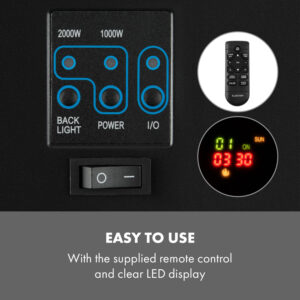Klarstein Basel Baseline, elektrický krb, 2000 W, 2 úrovne ohrevu, termostat, sklo, ušľachtilá oceľ