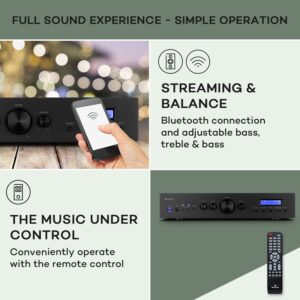 Auna AMP-CD608 DAB, HiFi stereo zosilňovač, 4 x 100 W, RMS, DAB+ BT, optický vstup, diaľkový ovládač