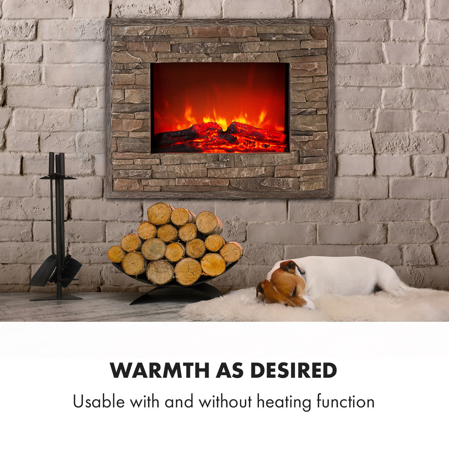 Klarstein Alpbach Snow, elektrický krb, 1800 W, 2 úrovne ohrevu, 65 cm, kamenný vzhľad – Obrázok 3