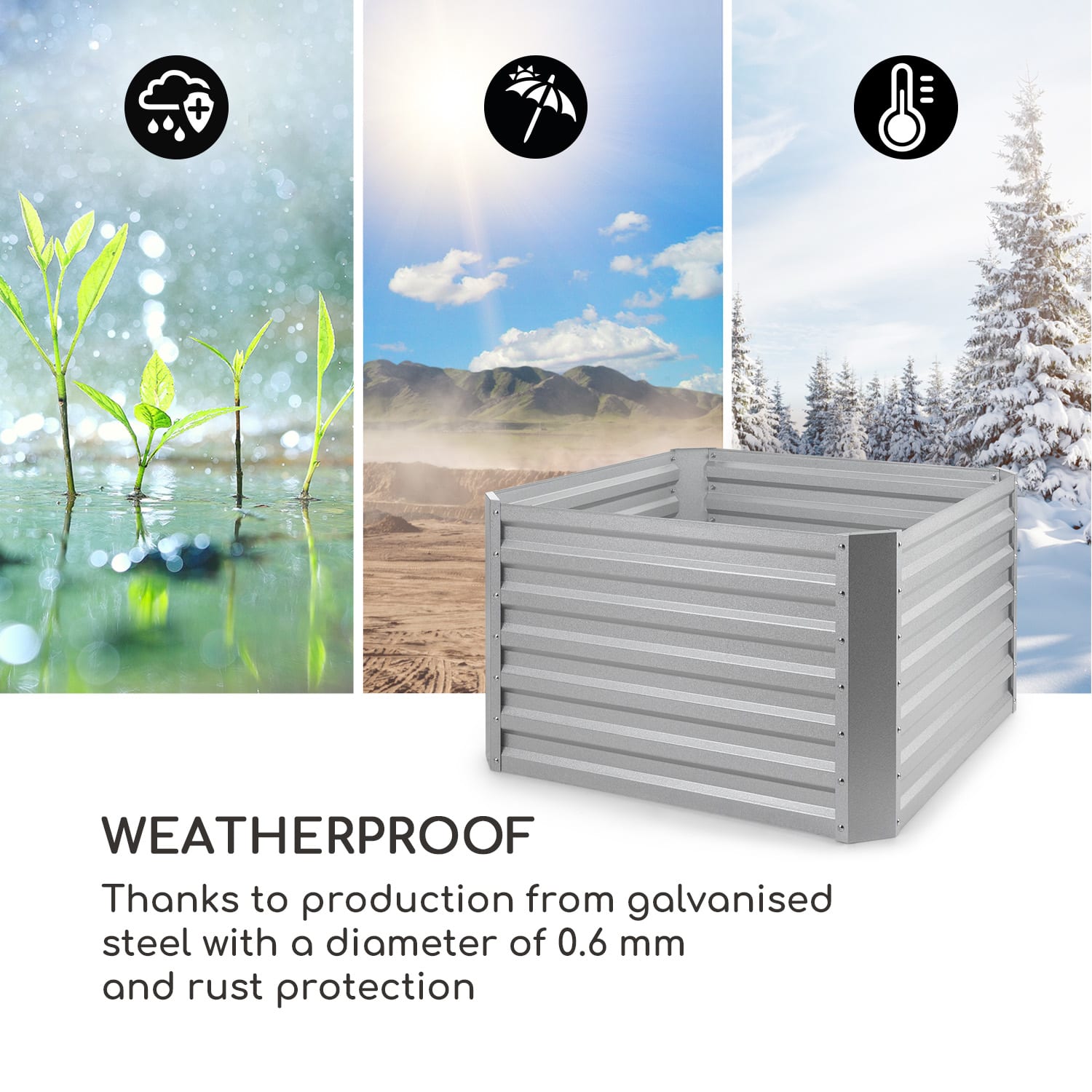 Blumfeldt Blum High Grow Straight, vyvýšený záhon, 100x60x100cm, 600l, oceľ – Obrázok 3