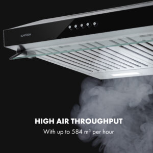 Klarstein Corvette Americana, digestor, 60 cm, podskrinkový, 306 m³/h, nehrdzavejúca oceľ, čierny