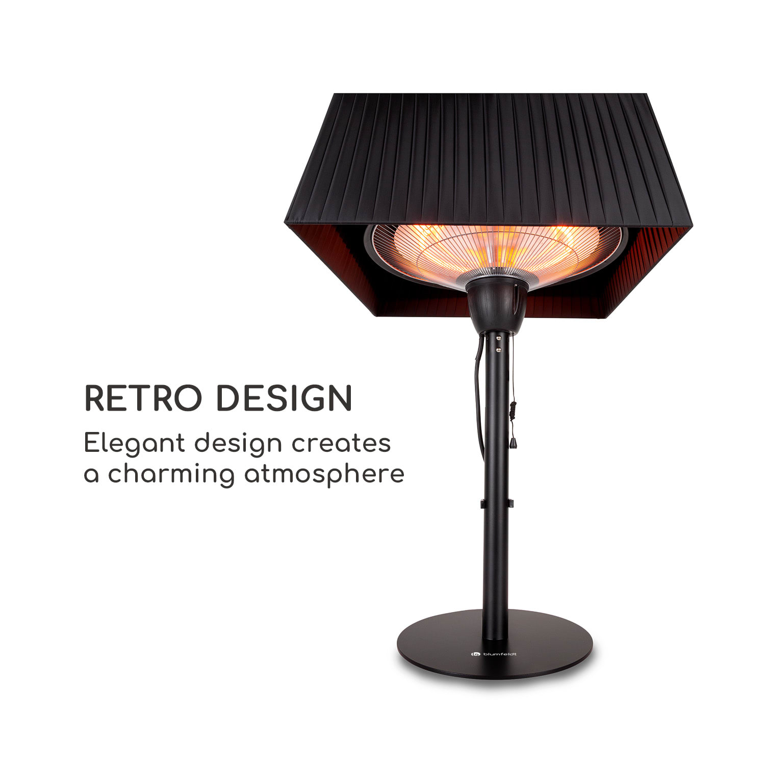 Blumfeldt Blum Loras Style, stolný ohrievač, 1500 W, uhlíkové-infračervené-výhrevné teleso – Obrázok 3