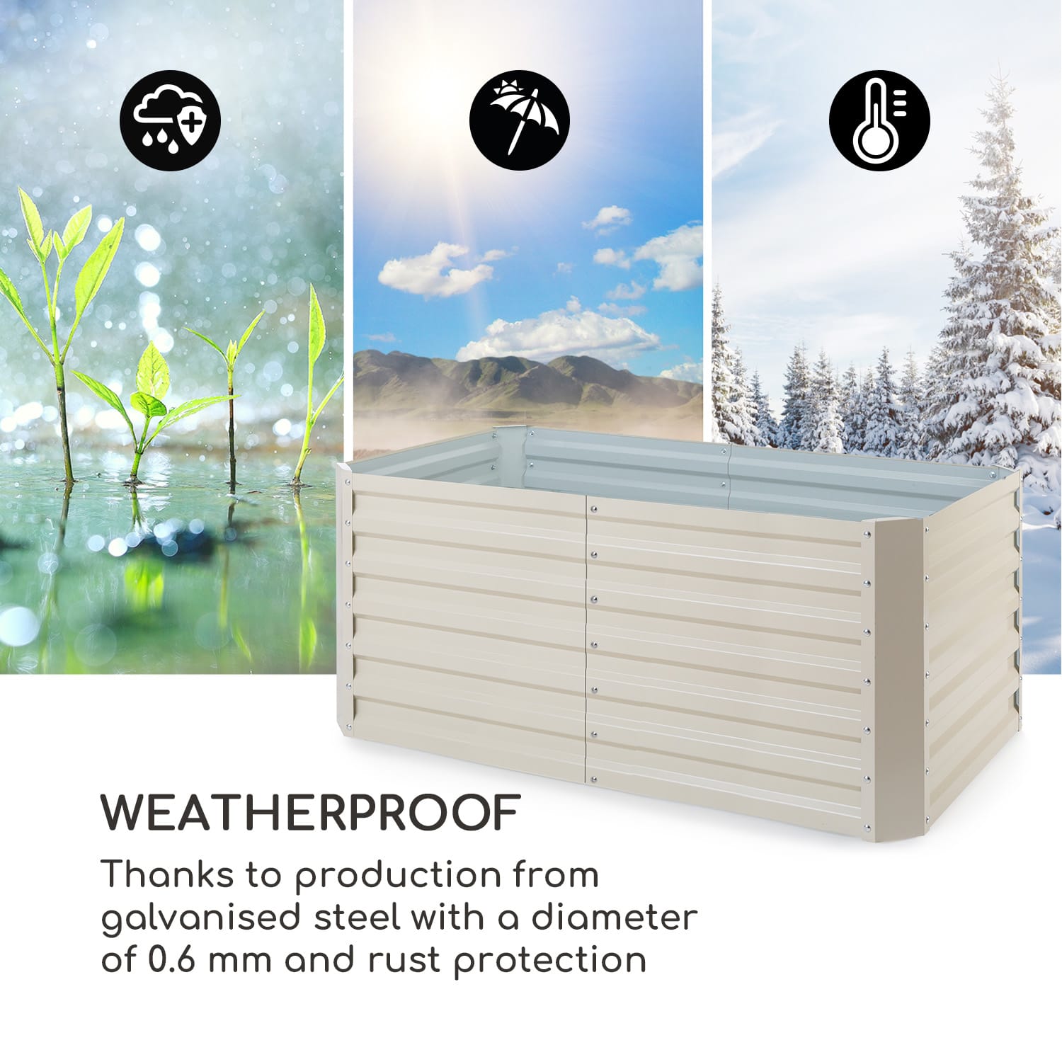 Blumfeldt Blum High Grow Straight, vyvýšený záhon, 120x60x60cm, 432l, oceľ – Obrázok 3