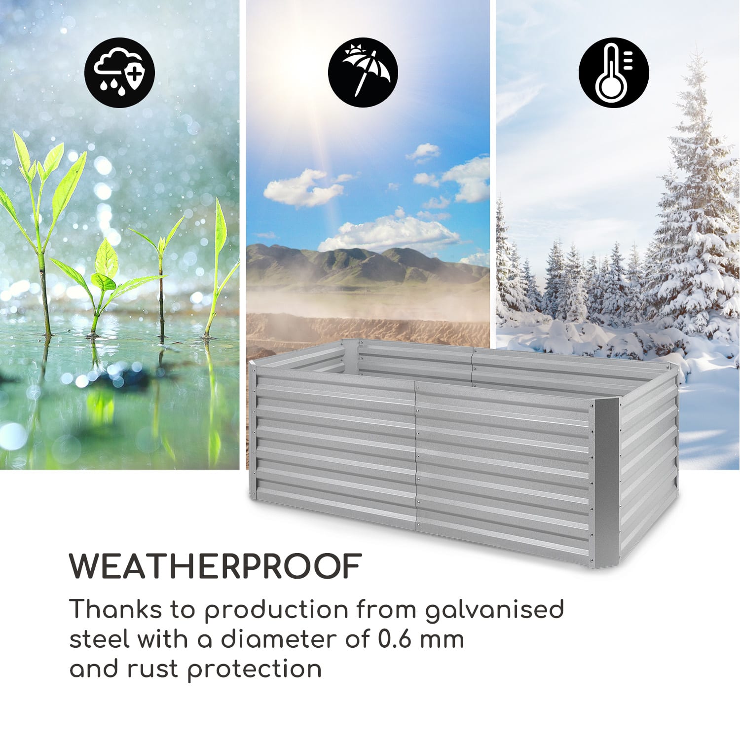 Blumfeldt High Grow Straight, vyvýšený záhon, 200 x 60 x 100 cm, 1200 l, oceľ – Obrázok 3