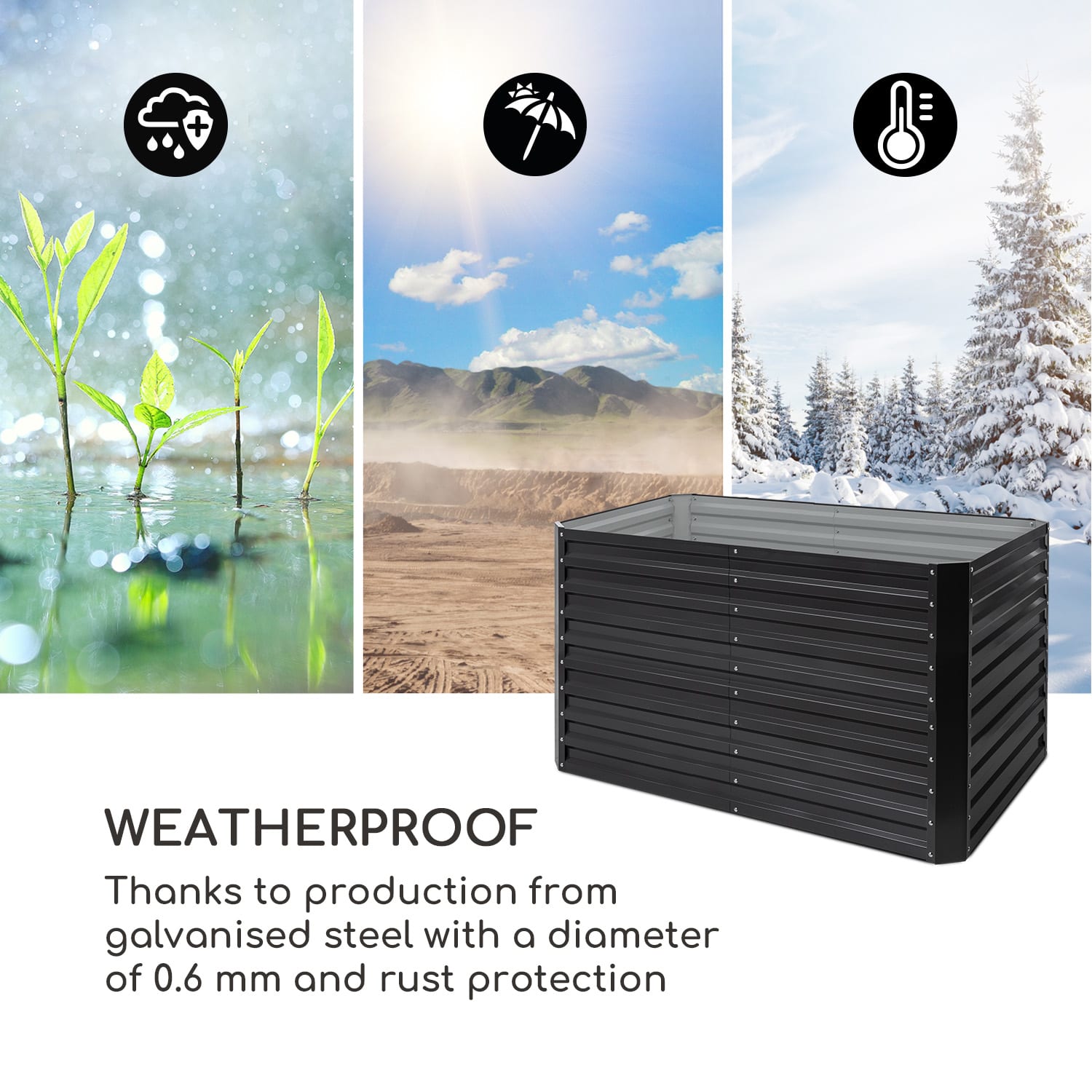 Blumfeldt High Grow Straight, vyvýšený záhon, 200 x 90 x 100 cm, 1800 l, oceľ – Obrázok 3