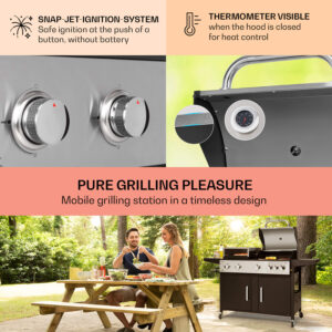 Klarstein Kingsville XL, kombinovaný gril, plyn, pec na pizzu, 20,5 kW, 5 + 1 horáky