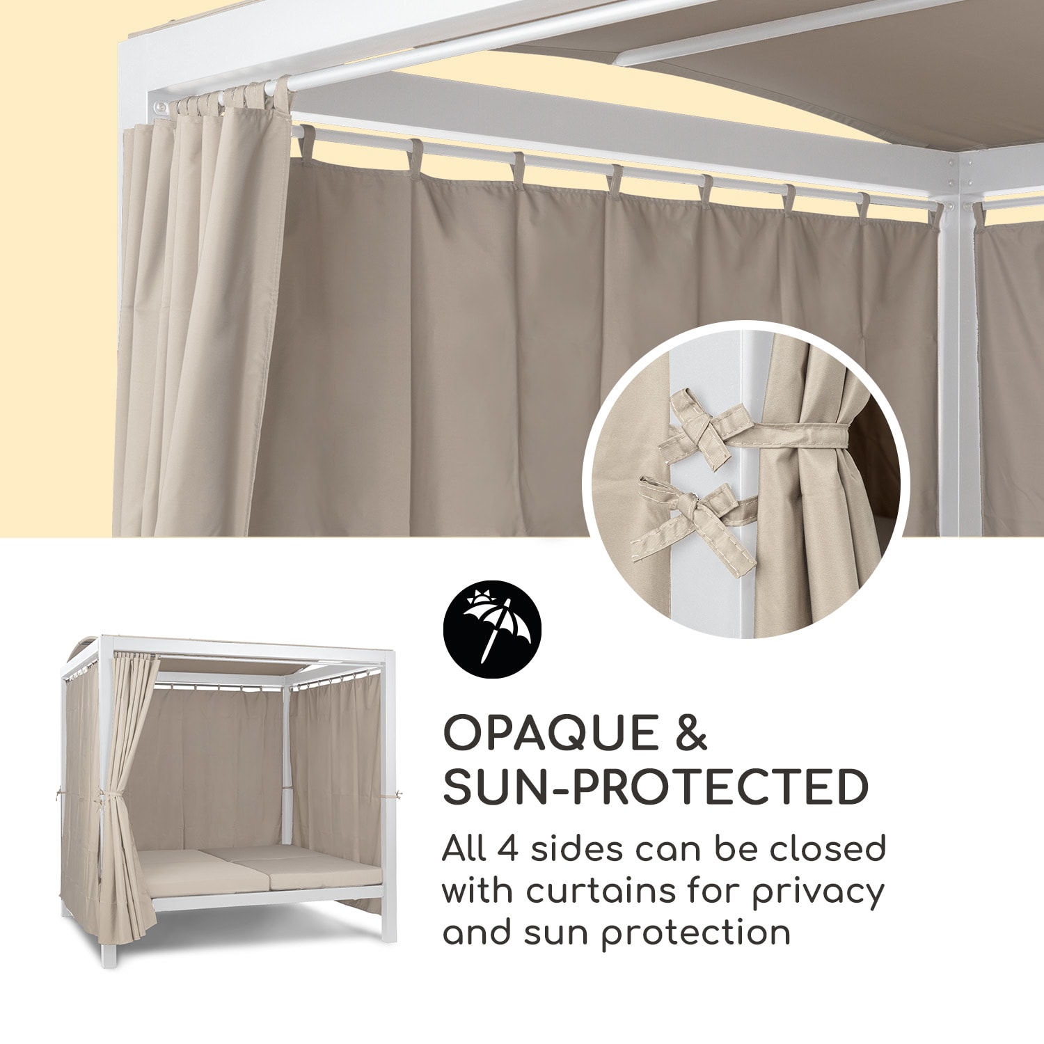 Blumfeldt Eremitage Double XL, ležadlo, pre 2 osoby, oceľový rám, slnečná strecha, závesy