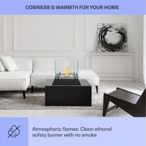 Klarstein Phantasma Cubo, etanolový krb, horáky z nehrdzavejúcej ocele, bez dymu a bez zápachu, bezpečnostné sklo