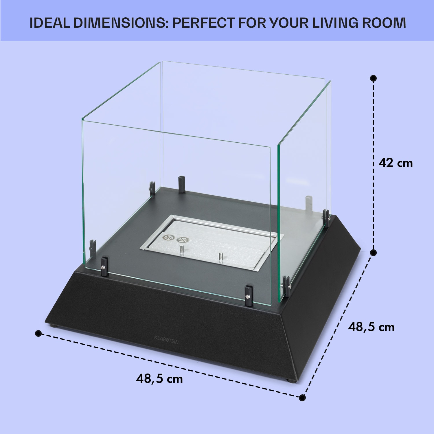 Klarstein Phantasma Cubo, etanolový krb, horáky z nehrdzavejúcej ocele, bez dymu a bez zápachu, bezpečnostné sklo – Obrázok 2